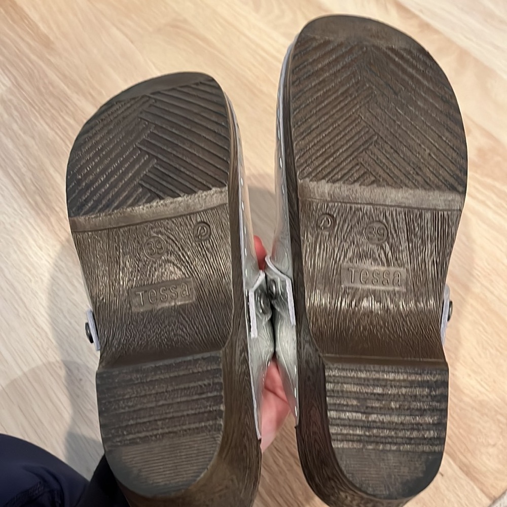 Silver Embossed Clogs - image 3